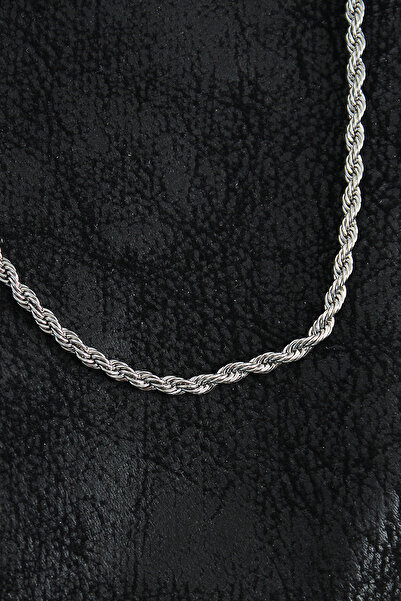 ForWhat قلادة على شكل سلسلة ملتوية من الفولاذ الفضي للرجل الذي يعتني به