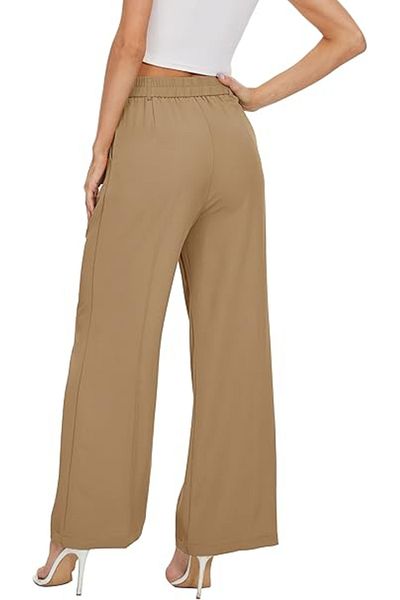 OEM Women Wide Leg Pants High Elastic Waisted Business Work Trousers Long Straight Pants