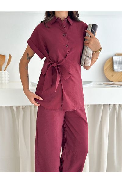 sportiness Bottom-Top Suit with Lacing Detail Cupra Modal Fabric Shirt