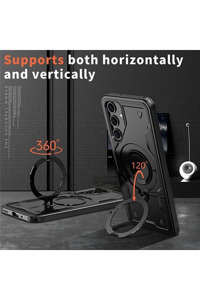 ALC MOBILE Military armour case with metal ring, compatible with Samsung Galaxy A56, Black