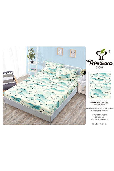 FIONNA.RO Husa Din Finet Cu Elastic Si Fete De Perna 160X200cm - Pasari Pe Cer