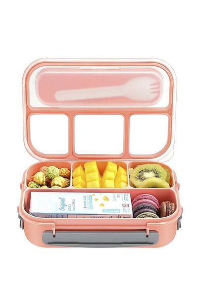 LA' PRECIOUS Lunch Box for Adults and Kids 4 Compartment Lunch Box with Fork