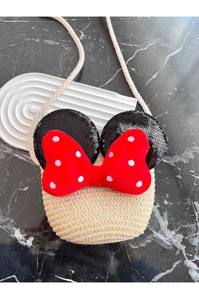 EMKSHOP 3D Straw Children's Bag with Mickey Ears