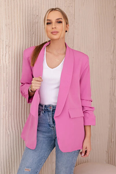 UniqueStore.ro Jachetă roz fancy, elegantă cu mâneci drapate - mărime unică