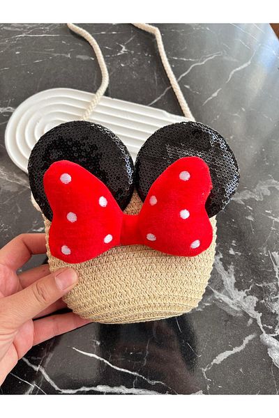EMKSHOP 3D Straw Children's Bag with Mickey Ears