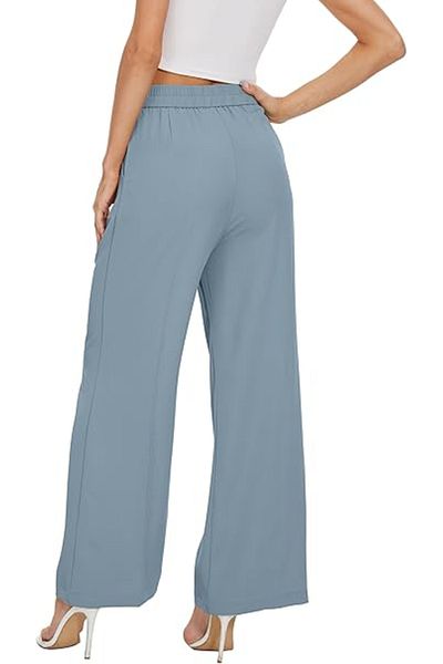 OEM Pantaloni largi pentru femei, talie înaltă elastică, pantaloni de lucru lungi și drepți, pantaloni de afaceri, pantaloni largi