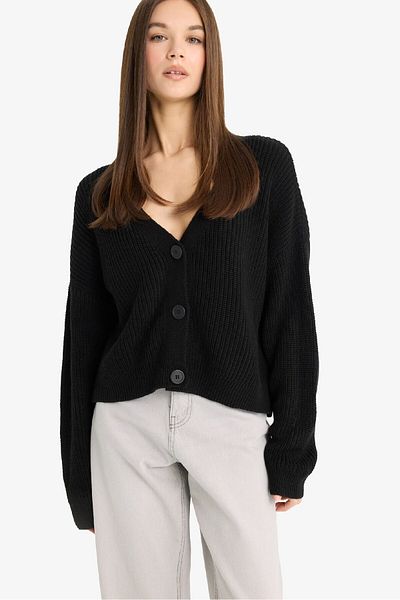 DeFacto Regular Fit V-Neck Buttoned Knitwear Cardigan U2052Az25Wn