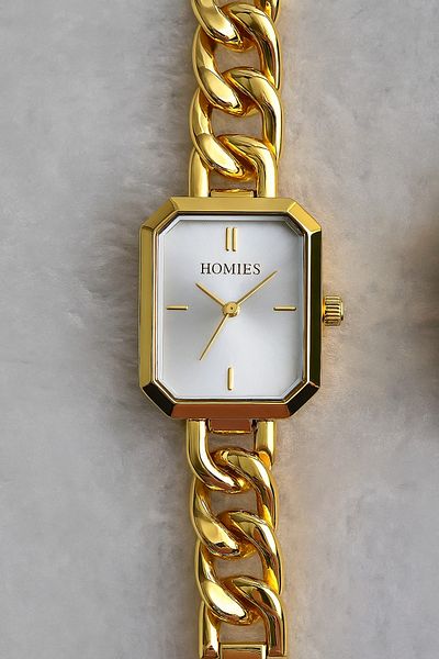 Homies Gold Women's Wristwatch and Waterway Bracelet Set