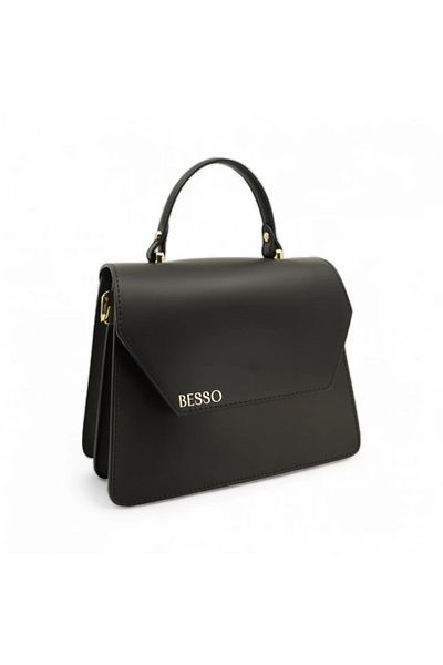 BESSO Dolce Elegante Black Genuine Leather Handbag