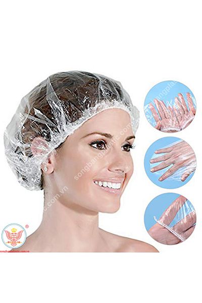 Türkiye 100Pcs Disposable Plastic Waterproof Shower Cap Hair Bag for Women Spa, Home Use, Hotel and Hair Sal