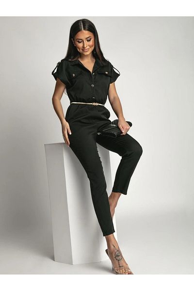 UniqueStore.ro Casual Black Jumpsuit With Short Sleeves