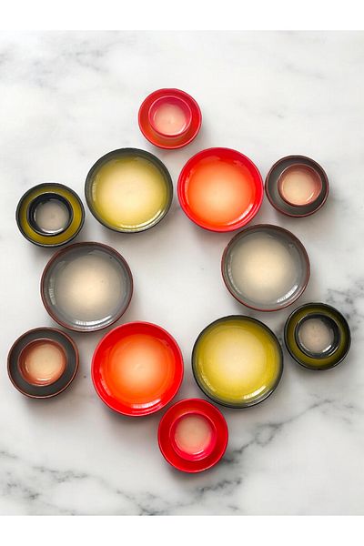 Artistic Quality Casserole in Decorative Colors - Breakfast - Sauce Bowl - Appetizer - Snack Set 18 Pieces for 6 People