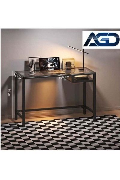 AGD Laptop Table Black Metal 100X36X74cm