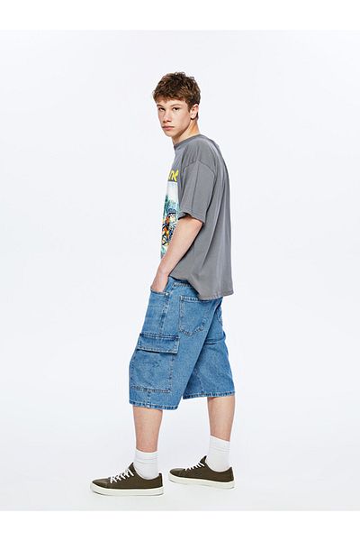 LC Waikiki Indigo Young Men's Jean Cargo Shorts