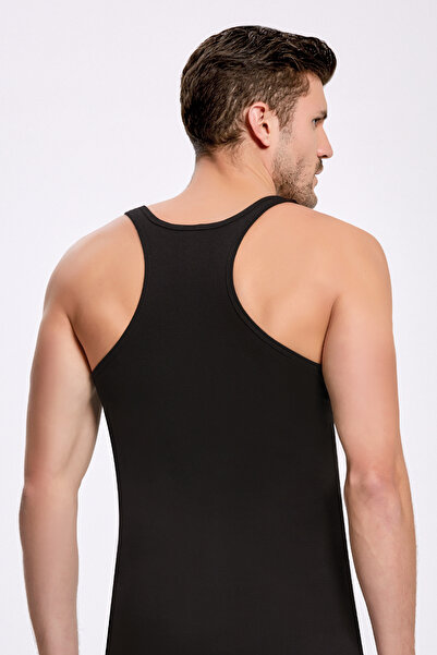 Lienna Men's 100% Cotton Black 2-in-1 Rambo Undershirt L2İ1K2L2Kk.2L