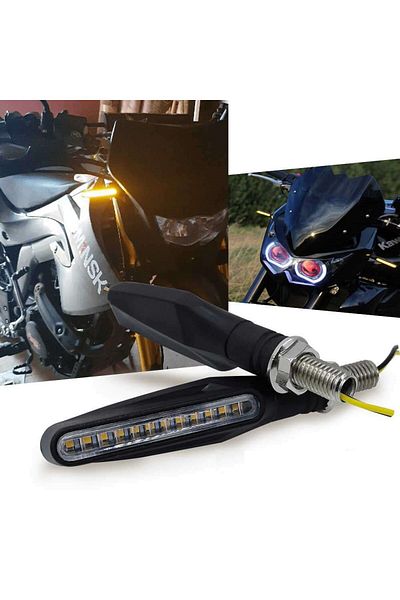 JollyMag Set of 2 SEQUENTIAL Motorcycle Signal Lamps, with 2 functions, position and signaling, 12V