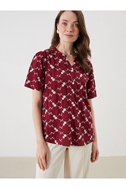 LC Waikiki Özmarka New Season Cropped Collar Floral Embroidered Blouse