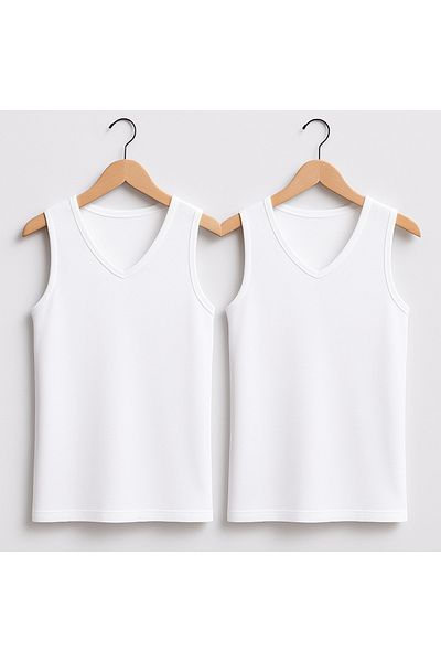 QKK Ανδρικό Lycra 100% βαμβακερό αμάνικο κορμάκι με λαιμόκοψη V Q2IK1L1KK9E.2LI