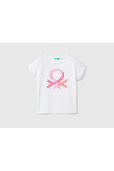 United Colors of Benetton Kids' Organic Cotton T-Shirt with Shiny Logo