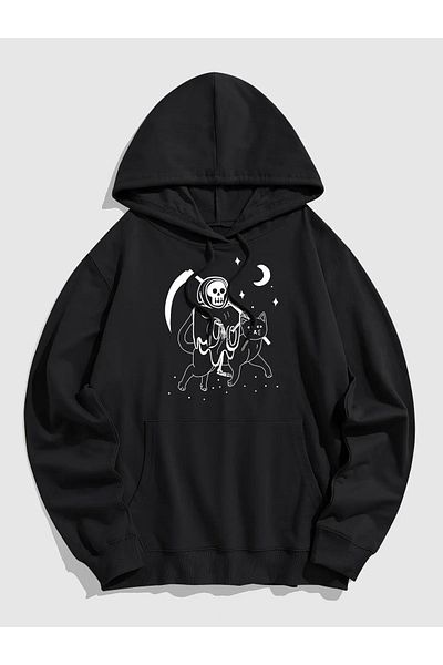 Boi Φούτερ Elephant - Μαύρη στάμπα Oversize Χοντρή κουκούλα