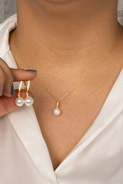 LOTUS JW İNCİ KOLYE VE KÜPE SETİ | 925 Ayar Gümüş Set