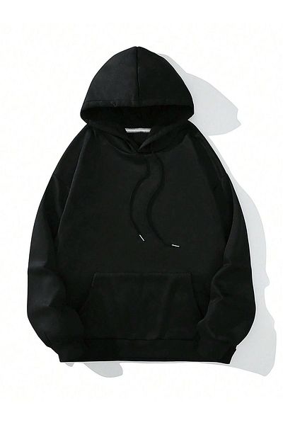 Boi The Mood Winter Sweatshirt - Μαύρη στάμπα Oversize Χοντρή κουκούλα