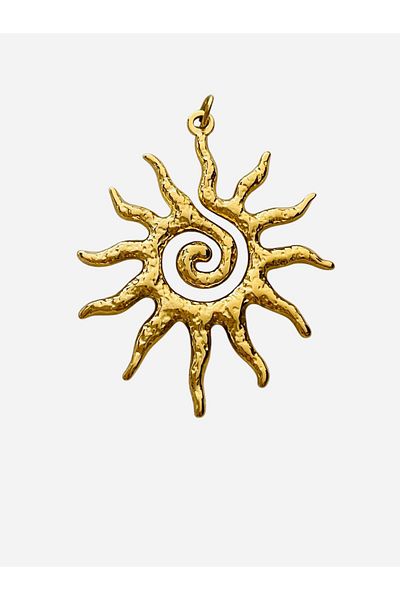312 KONSEPT Sun Figure Steel Gold Color Pendant 3 cm 1 Piece