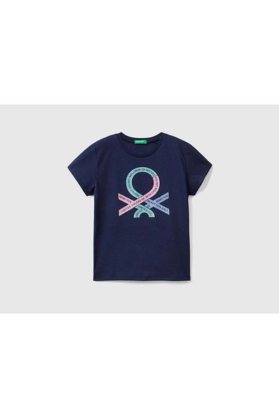 United Colors of Benetton Kids' Organic Cotton T-Shirt with Shiny Logo