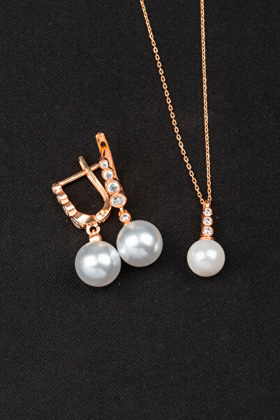 LOTUS JW İNCİ KOLYE VE KÜPE SETİ | 925 Ayar Gümüş Set