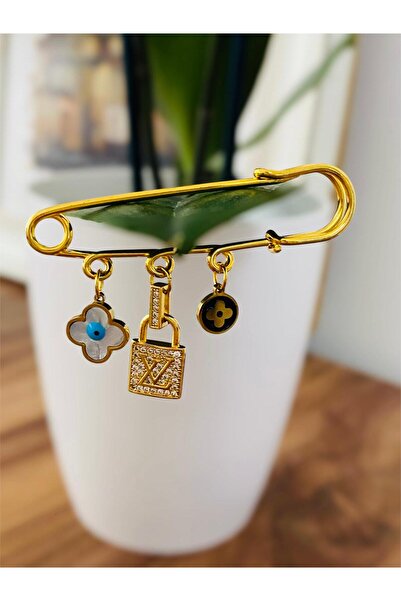 312 KONSEPT LV ÇELİK UÇLU ALTIN RENGİ İSKOÇ İĞNESİ NAZARLIK 8 CM