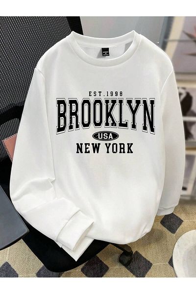 Boi California Los Angeles Printed Fleece Crew Neck Thick Sweatshirt 3 Thread