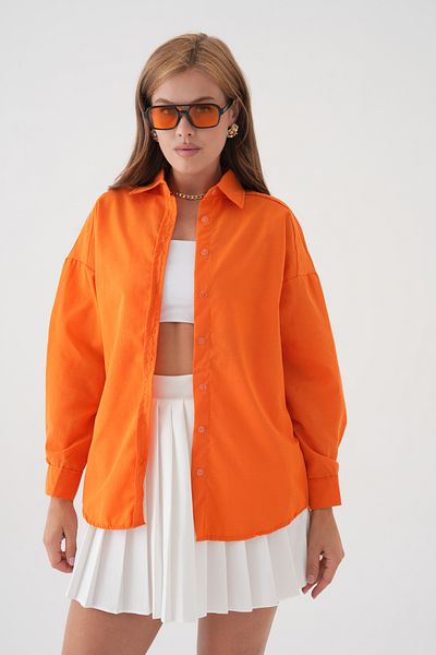 QAWWA 100% Cotton Women's Shirt & Loose Cut Shirt & Long Sleeve Oversize Cotton Shirt & Blouse & Summer Elbse