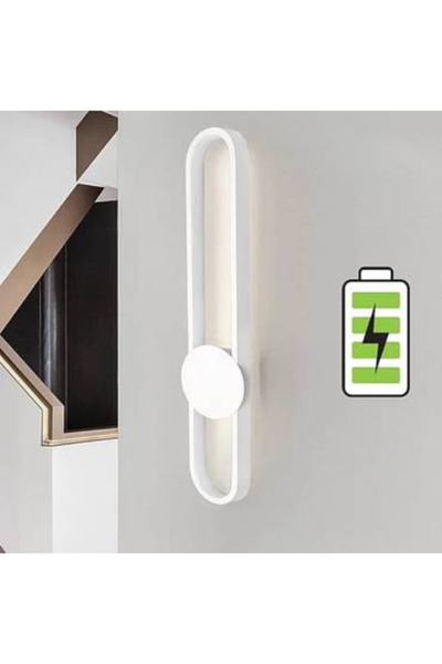 Generic Modern battery-powered wall lamp, white rectangular shape, 3-light color