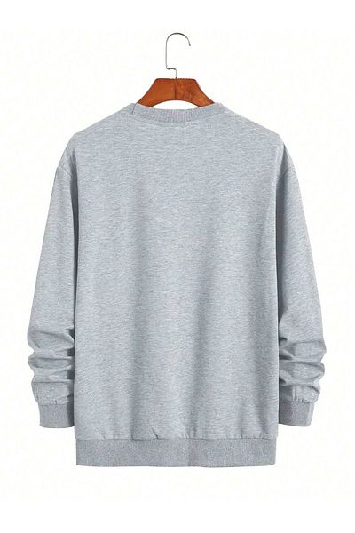 Boi Property Boston Χοντρό χειμερινό φούτερ - Γκρι εμπριμέ Oversize Crew Neck
