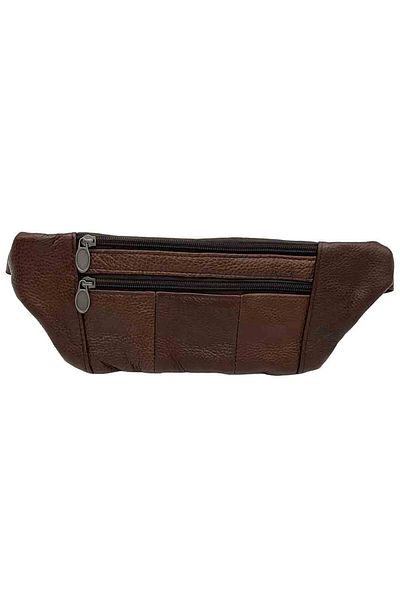 Micutz Men's Waist Bag Made of Genuine Leather, Waterproof, 30 x 11.5 x 2.3 cm, Brown Color