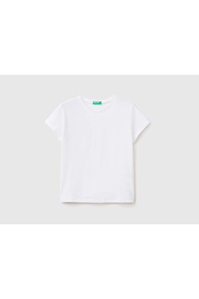 United Colors of Benetton تي شيرت قطني سادة بأكمام قصيرة للأطفال