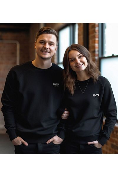 Boi Φούτερ 2 τεμαχίων Entp Mbti Lover Combination - Μαύρη στάμπα Oversize Winter Crew Neck