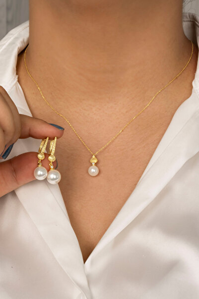LOTUS JW İNCİ KOLYE VE KÜPE SETİ | 925 Ayar Gümüş Set