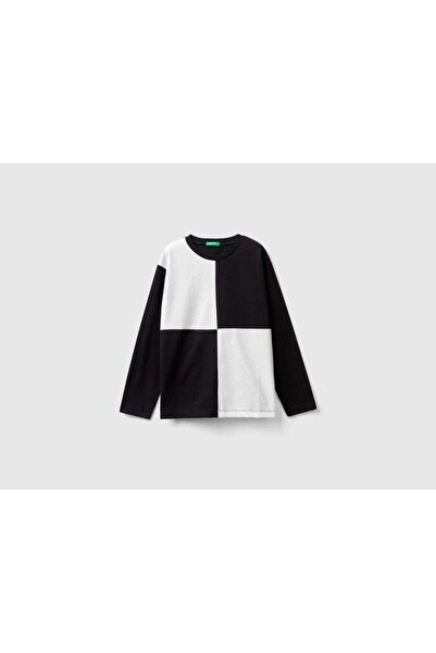 United Colors of Benetton Kids' Long Sleeve Maxi Checkered T-Shirt