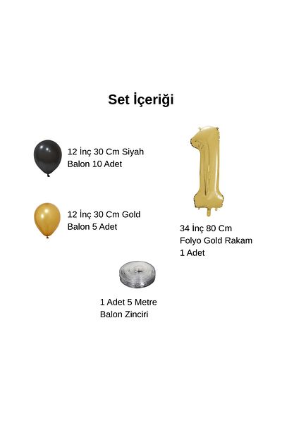 tedaks 8 Year Old Gold Black Balloon Set Gold Numbered Birthday Balloon Stylish Party Ornament