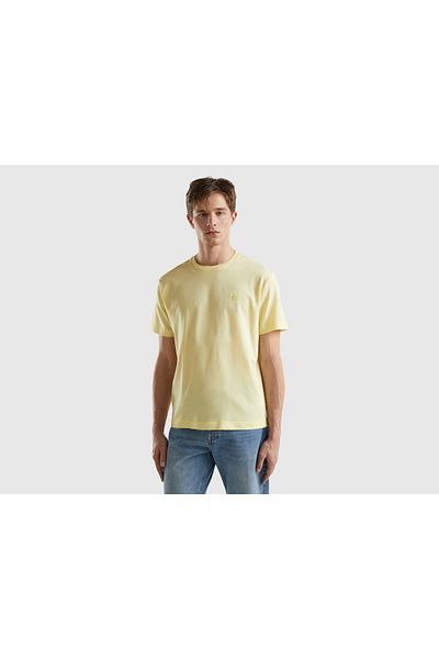 United Colors of Benetton Embroidered Logo 100% Cotton Crew Neck T-Shirt
