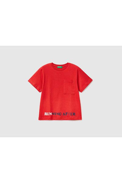 United Colors of Benetton Kids' Short Sleeve Front and Back Printed T-Shirt