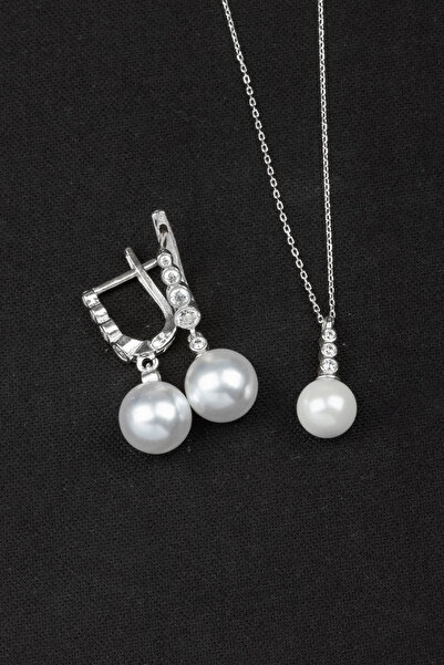 LOTUS JW İNCİ KOLYE VE KÜPE SETİ | 925 Ayar Gümüş Set