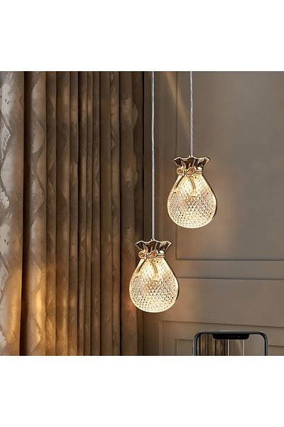 Vooltex Luxury contemporary crystal chandelier with three lights, double voile