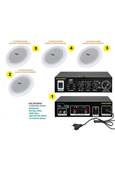 Kalite TAVAN HOPARLÖR SETİ (4 ADET 13 CM BEYAZ RENK TAVAN HOPARLÖR + 1 ADET A...