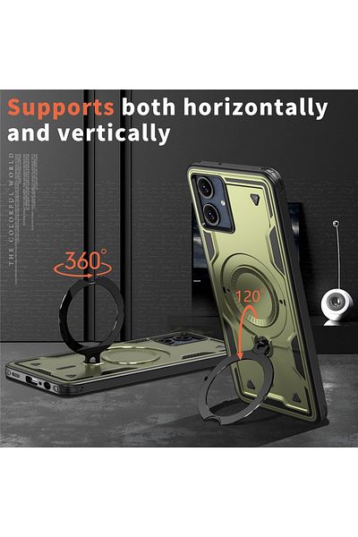 ALC MOBILE Military armour case with metal ring, compatible with Samsung Galaxy A06, Green