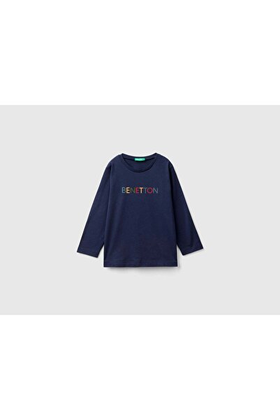 United Colors of Benetton تي شيرت أطفال بأكمام طويلة من القطن العضوي