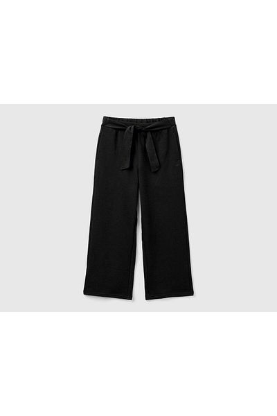 United Colors of Benetton Girls' Wide-Leg Long Pants with Waist Belt