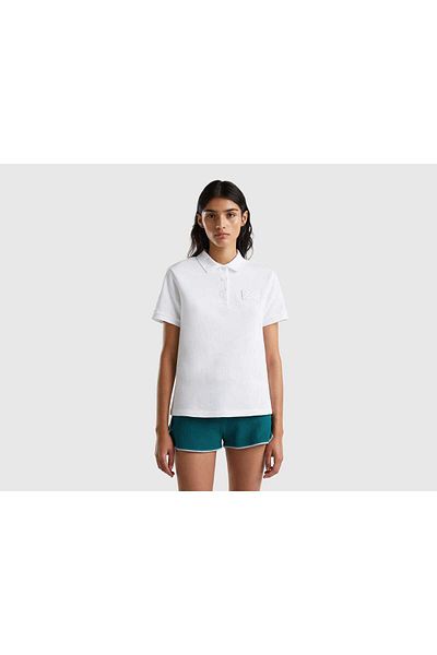 United Colors of Benetton Women's Short Sleeve Polo Shirt with Logo Patch