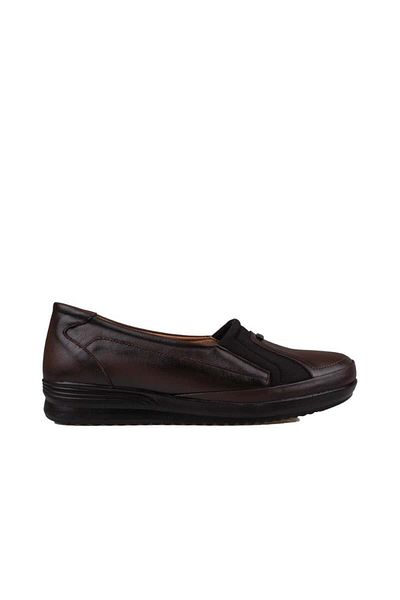 m2s Brown Genuine Leather Orthopedic Mother Shoes